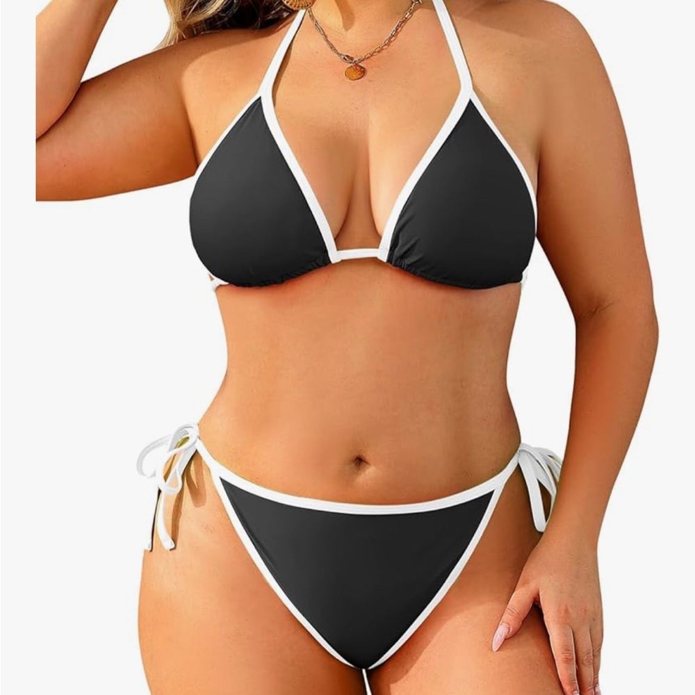 NWOT 18 Plus Black String Bikini Set